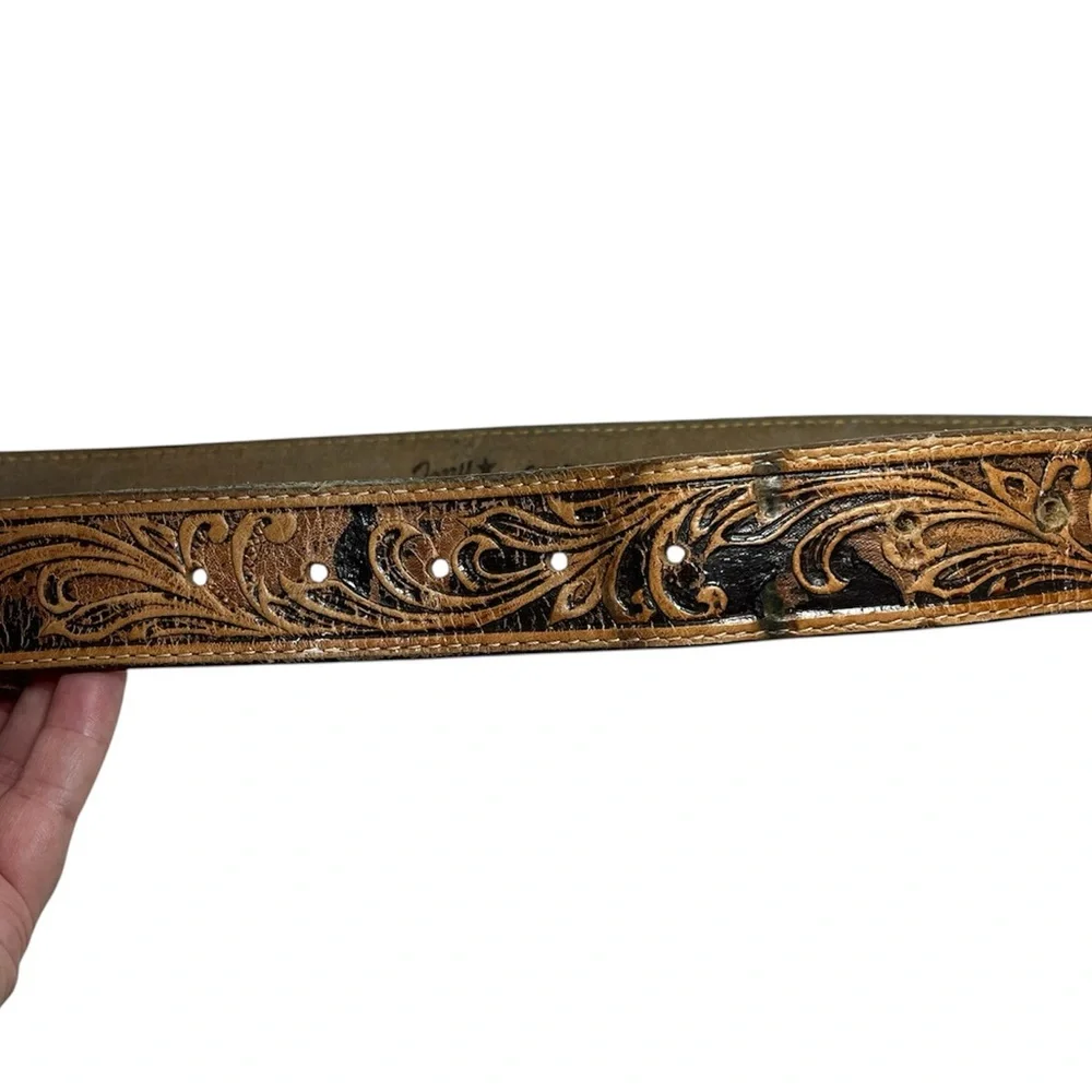 Tony Lama Tooled Leather Cowboy Belt Size 32 Rodeo Country